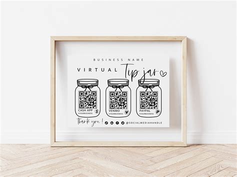 Printable Virtual Tip Jar Venmo Cashapp Payment Sign QR Code - Etsy Sweden
