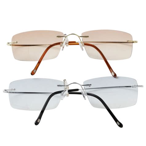 Rimless Titanium Eyewear Colored Lenses Sunglasses Bifocal Reading Glasses In Reading Glasses