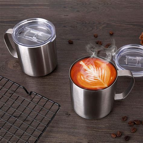 Oz Single Wall Stainless Steel Coffee Mug With Lid Rakacups