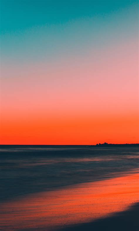 Download Wallpaper 1280x2120 Beach Clean Sky Skyline Sunset Iphone