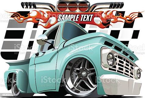 Cartoon Lowrider Stock Illustration Download Image Now Hot Rod Car Pick Up Truck Truck