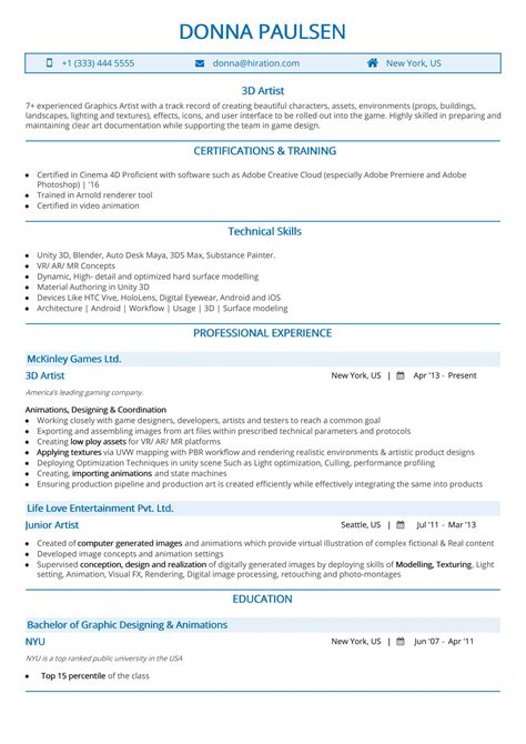 Artist Resume The 2019 Guide To Art Resume With Samples And Examples