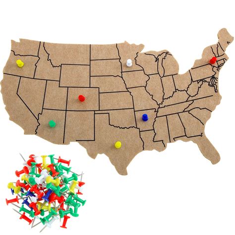 Buy Felt Usa Map Usa Bulletin Board With 100 Push Pins United States
