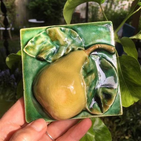 Handmade Ceramic Pear Tile One Of The Range Of Fruits And Vegetable