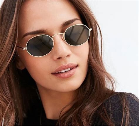Cute Sexy Retro Oval Sunglasses Women Famous Brand Small Gold Black