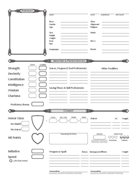 Dnd 5e Form Fillable Sheet Printable Forms Free Online