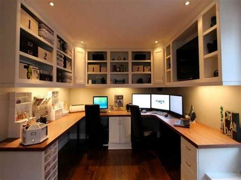 The Custom Cabinets Workspace For Two Home Office Desks Cozy Home