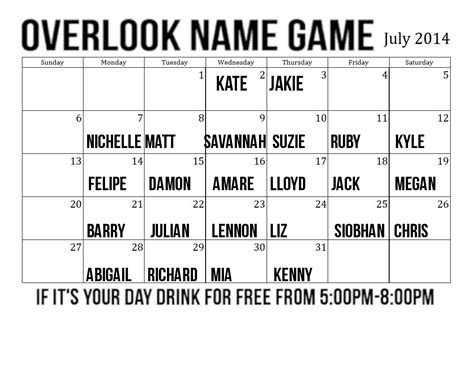 Name Game At Overlook July 2014 MurphGuide NYC Bar Guide