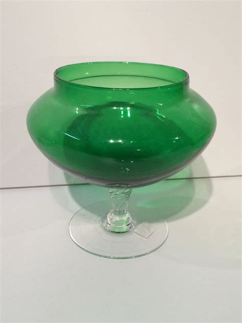 vintage emerald green glass goblets etsy