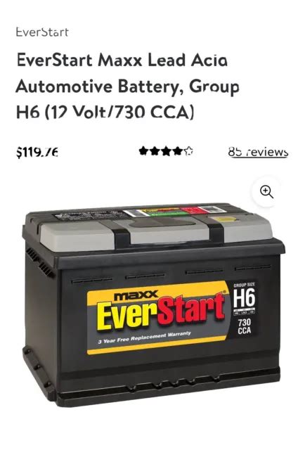 Everstart Maxx Lead Acid Automotive Battery Group Size H6 12 Volt730