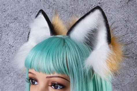 Faux Fur Fox Ear Headband Wolf Ear Kitten Ear Faux Cat Ear Etsy Uk