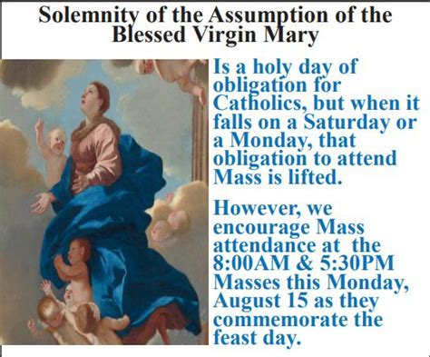 Solemnity Of The Assumption Of The Blessed Virgin Mary St Mark The
