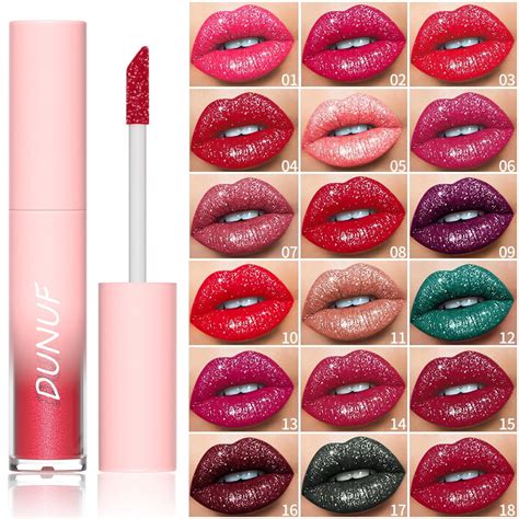 Eles 1pcs Shiny Diamond Shimmer Glitter Lip Gloss Matte Pearl Liquid Lipstick Long Lasting