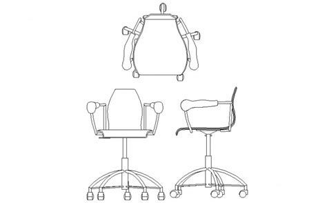 Office Chair Detail 2d Drawing Elevation In Autocad