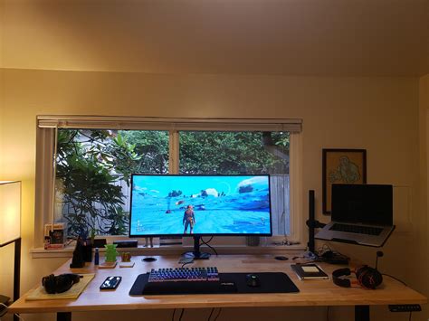 Ultrawide Alienware On The New Standing Desk With Ergotron Arm And Arm