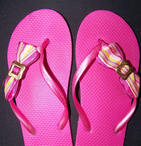 pink women s flip flops with buckled big pink striped bows womens flip flops womens flip flop