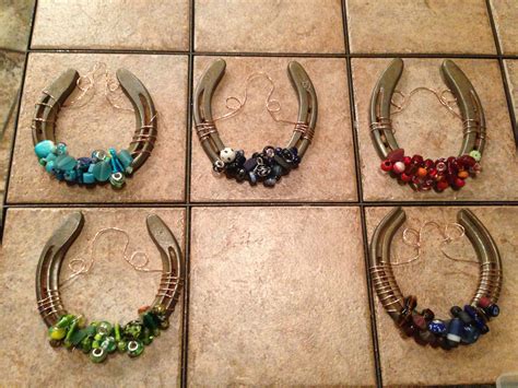 Old Horseshoes Decorated With Glass Beads And Copper Wire Bring Good