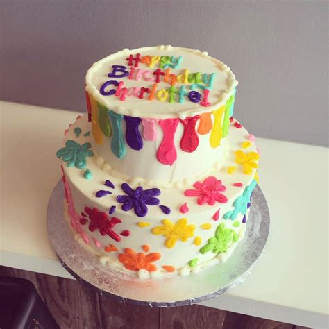 Rainbow Paint Party Cake Hayley Cakes And Cookies Hayley Cakes And