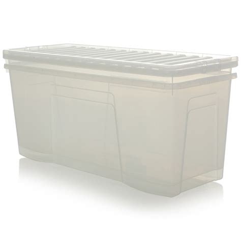 Pack Of 133 Litre Extra Large Long Plastic Storage Boxes With Lids