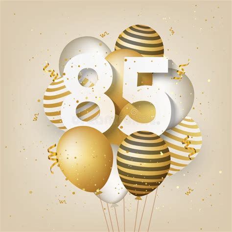 Happy 85th Birthday Gold Foil Balloon Greeting Background Stock Vector