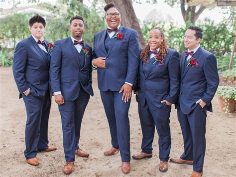 Free shipping & free returns. Navy Suits with Burgundy Bow Ties and Brown Oxfords