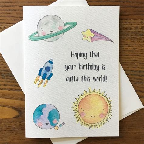 Inserting some humor into situations can add fun with these funny anniversary wishes. Space Card. Outer Space Birthday Card. Planets card ...