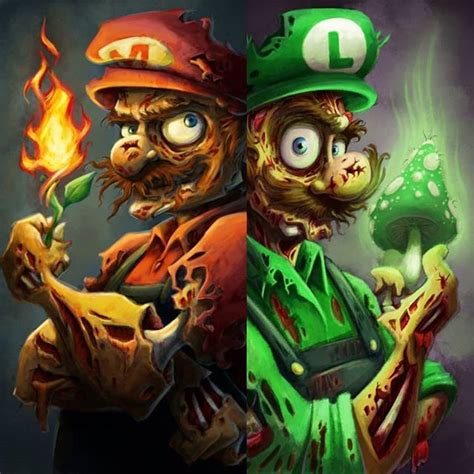 Zombie Mario And Luigi I Love It Cartoon Art Mario