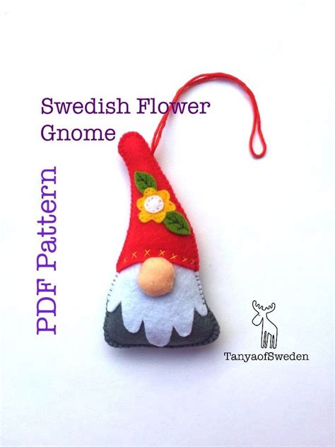 Swedish Gnome Pattern Flower Gnome Pattern Felt Gnome Pattern Sewing