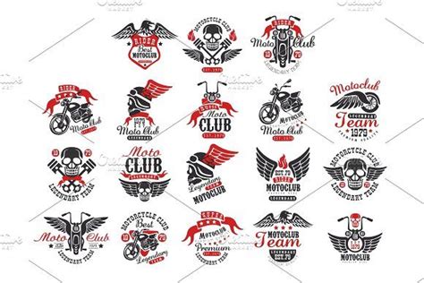 Set of vintage motorcycle club | Motorcycle clubs, Vintage motorcycle, Retro motorcycle