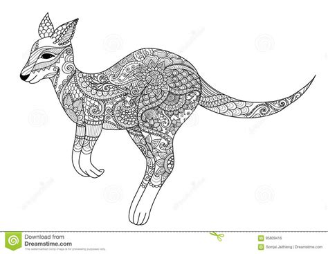 All animal coloring pages including this kangaroo coloring page can be downloaded and printed. Zendoodle Design Of Jumping Kangaroo For Design Element ...