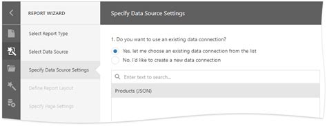 Specify Data Source Settings JSON DevExpress End User Documentation