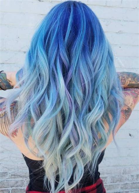 9 Ocean Blue Hairstyle Haircuts Hairstyles Pastelhaircolor Wavyhair