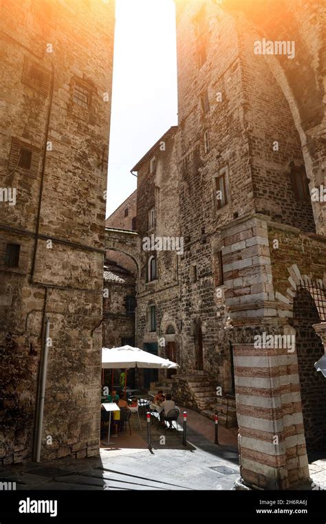 Perugia Umbria Italy August 2020 In An Alley In The Historic Center