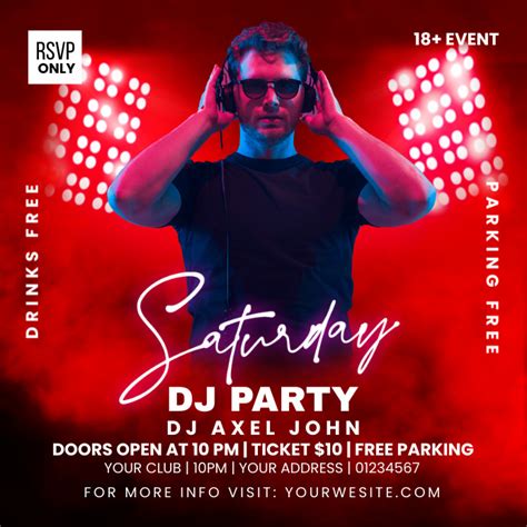 Saturday Dj Party Poster Template Postermywall