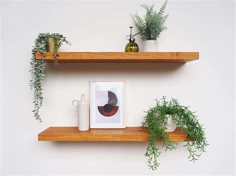 Chunky Solid Oak Floating Shelf 8 Deep 40mm Thick Etsy