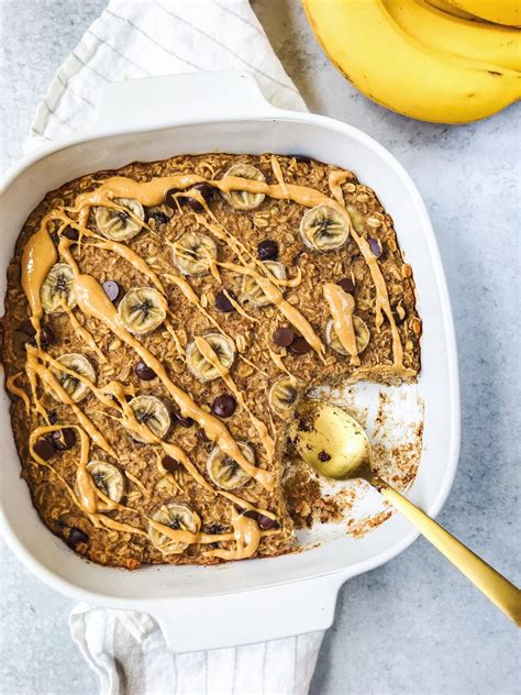 Banana Baked Oatmeal With Peanut Butter And Chocolate Chips Vegan Gluten Free Receita