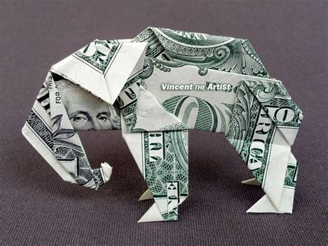 Elephant Money Origami Animal Dollar Bill Art Real Cash T