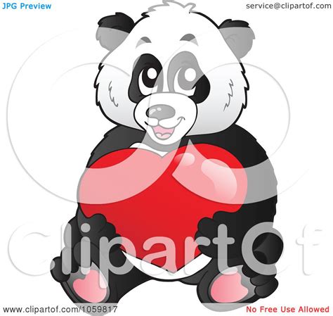 Royalty Free Vector Clip Art Illustration Of A Panda Bear Holding A