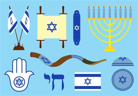 Jewish Symbols Colored Ilustrações Artistas Vetores