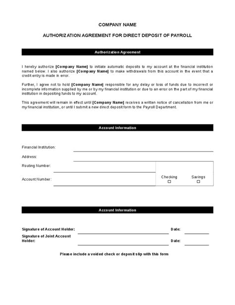 5 Direct Deposit Form Templates Word Excel Formats