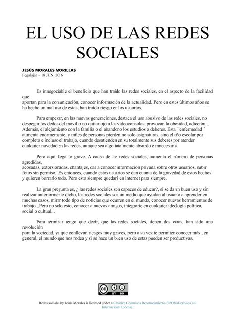 Articulo De Opinión Las Redes Sociales Carta De Opinion Texto