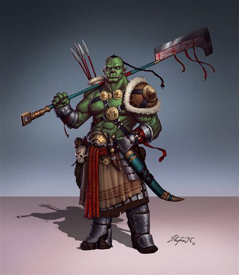 Ogedai The Half Orc Barbarian Dandd Character Commission Rdnd