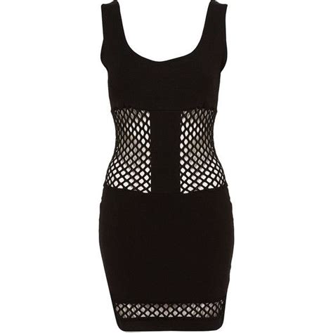 Black Fishnet Panel Dress By Quontum 108 Liked On Polyvore