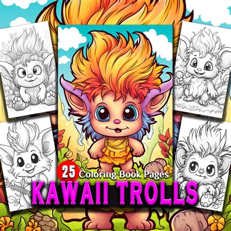 25 Cute Baby Kawaii Style Trolls Coloring Pages Printable for Adults