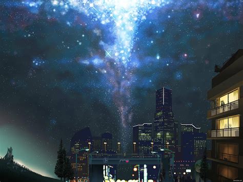 Aerial Photo Of City Anime Night Sky City Hd Wallpaper Wallpaper