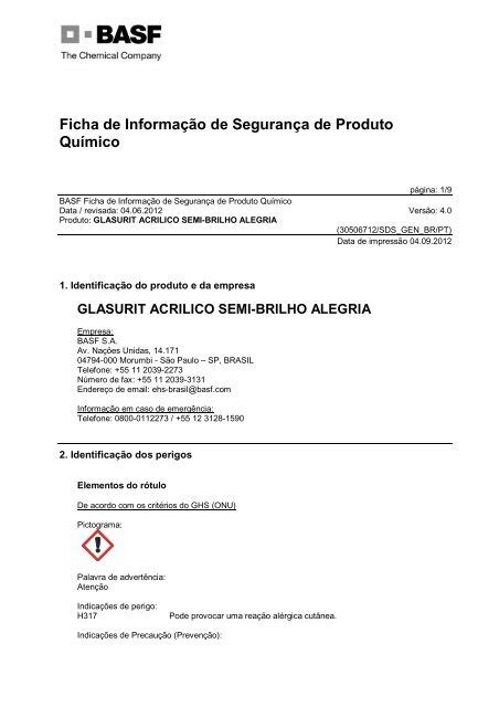 ficha de informação de segurança de produto químico suvinil