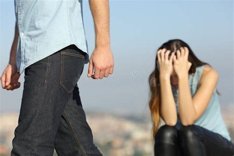 Boyfriend Leaving His Girlfriend After Break Up Stock Image Image Of