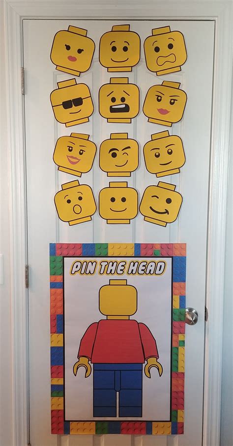 Pin The Head On The Lego Man Game Lego Birthday Party Lego Birthday Lego Friends Birthday