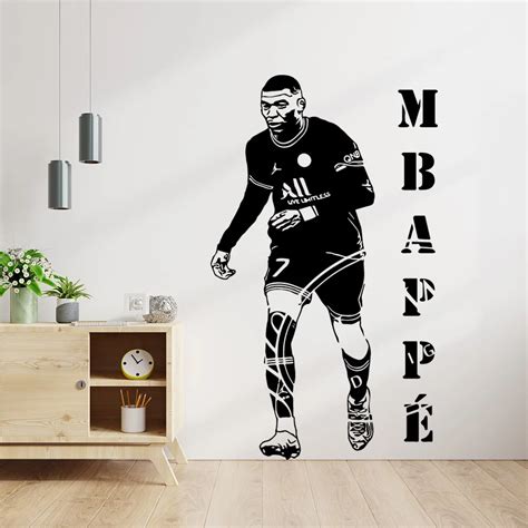 Cartoon Kylian Mbapp Footballer Wall Decal Living Room Removable Mural