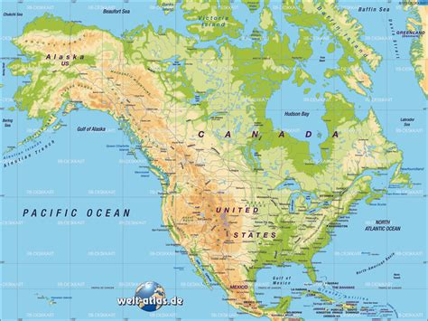 Map Of North America General Map Region Of The World Welt Atlasde